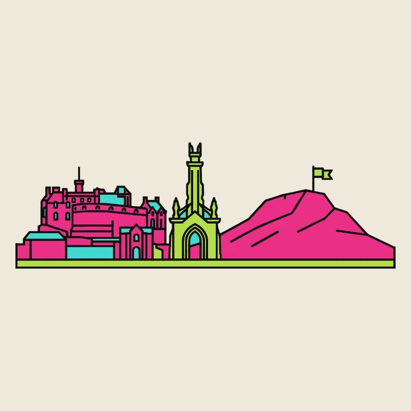 Edinburgh City Skyline Castle Modern Line Art