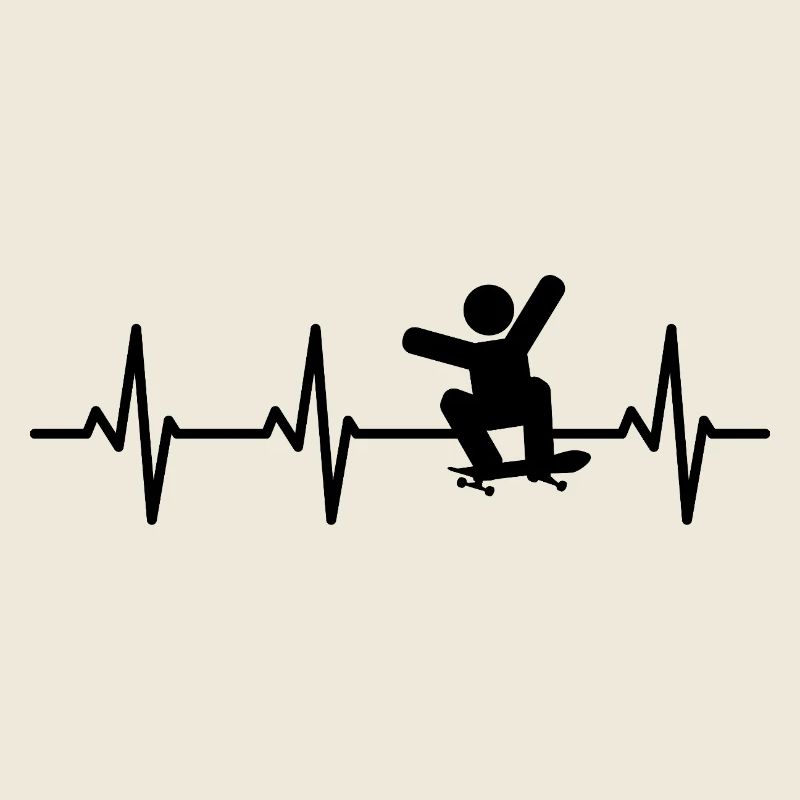 Skateboarder Stick Figure Heart Line