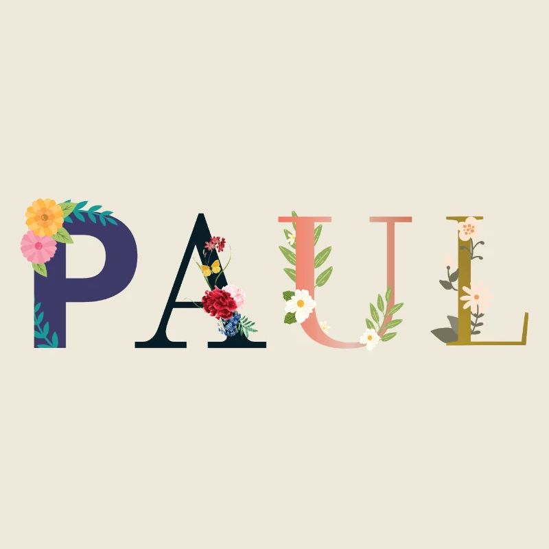 Le nom de PAUL est décoré de fleurs