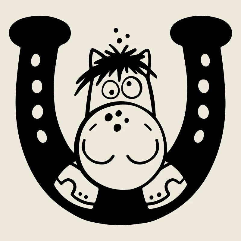 Pferd auf Hufeisen