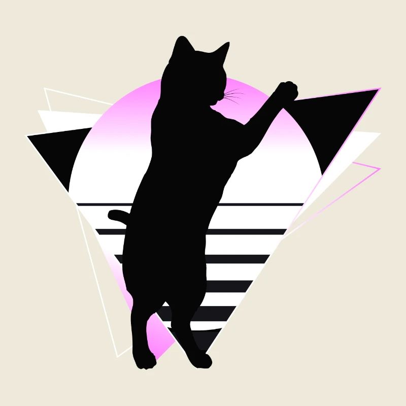 Cat Neon Geometric Silhouette Outline Colorful