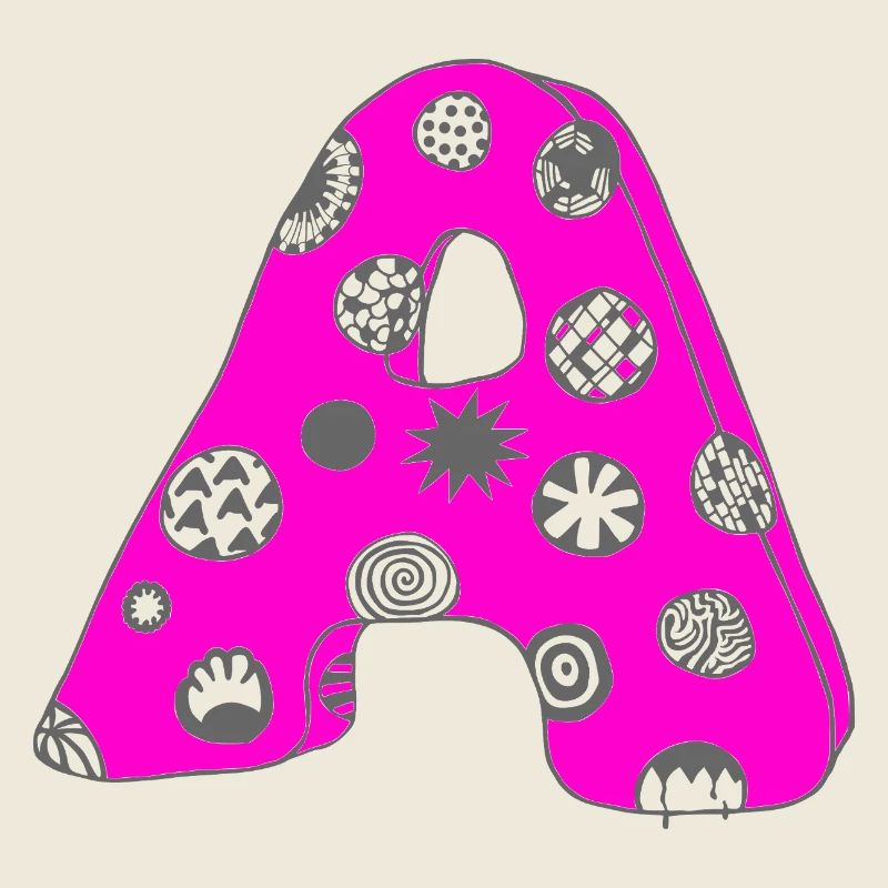 Buchstabe A mit Charakter in pink