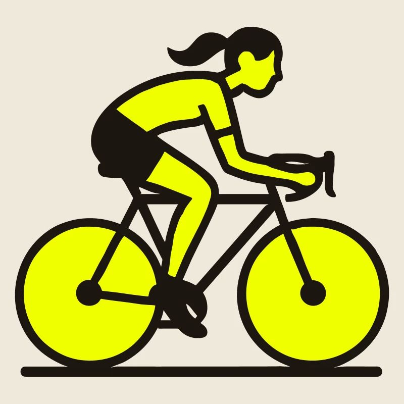 Silhouette de cycliste jaune
