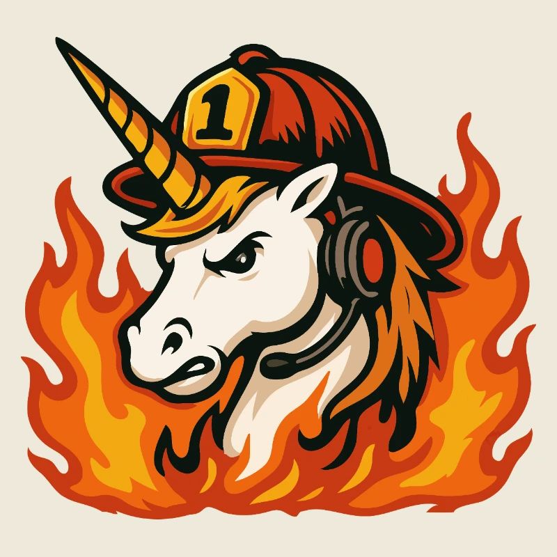 Flammender Einhorn-Feuerwehrmann
