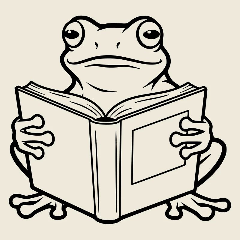 Lesender Frosch Cartoon Illustration