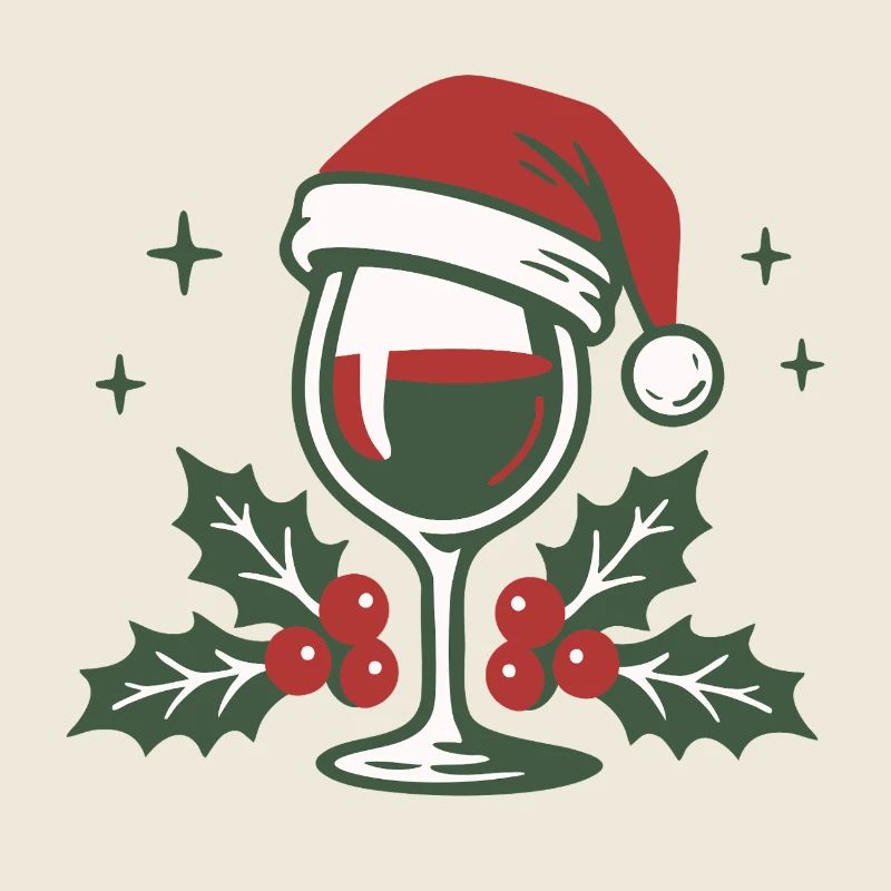 Weinglas mit Santa Hut Beeren