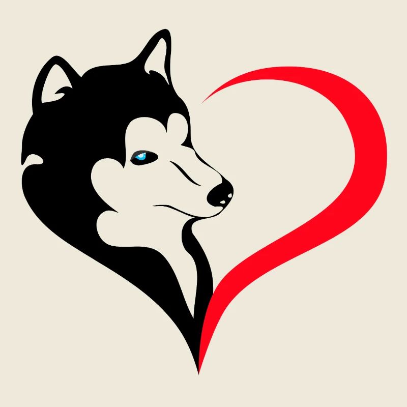 Husky avec silhouette en forme de cœur