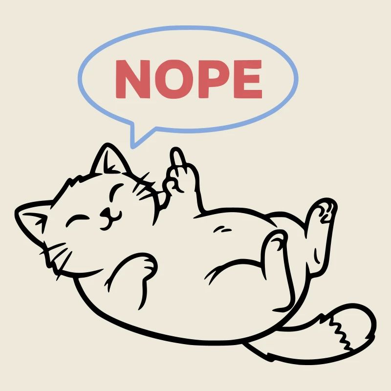 Lachende Katze Nope Mittelfinger