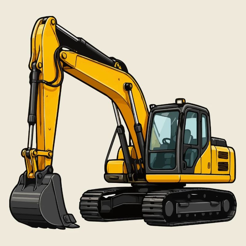 Excavatrice jaune sur un chantier de construction