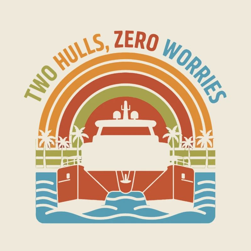 Retro Catamaran Two Hulls Zero Worries