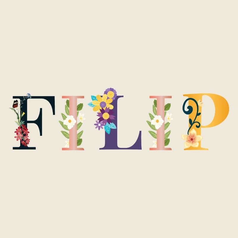 Nom FILIP décoré de fleurs