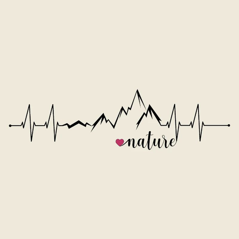 Liebe Natur Berge Herzfrequenz EKG - Grafikdesign