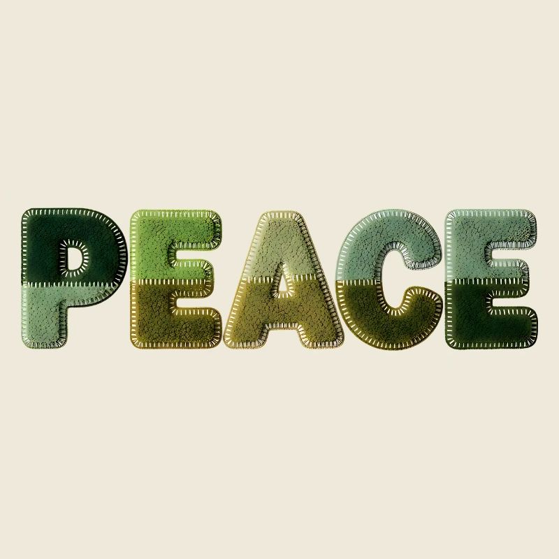 Peace Schriftzug Patchwork Look 70er Stil