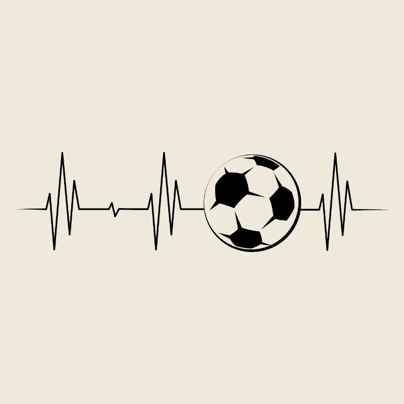 Soccer Heartbeat Ball Symbol Pulse ECG Graphic