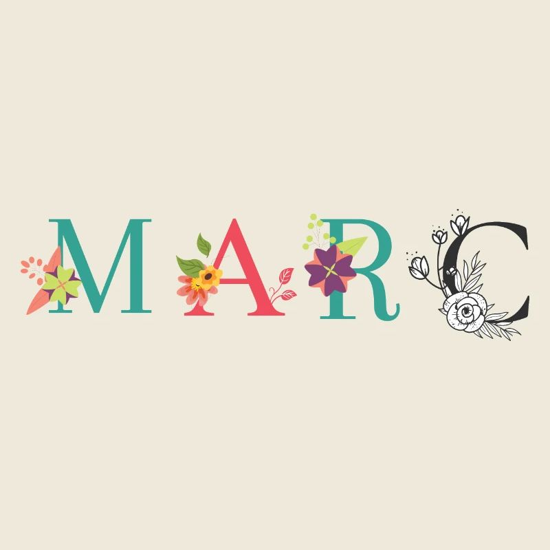 MARC Name Art With Flowers Embroidered
