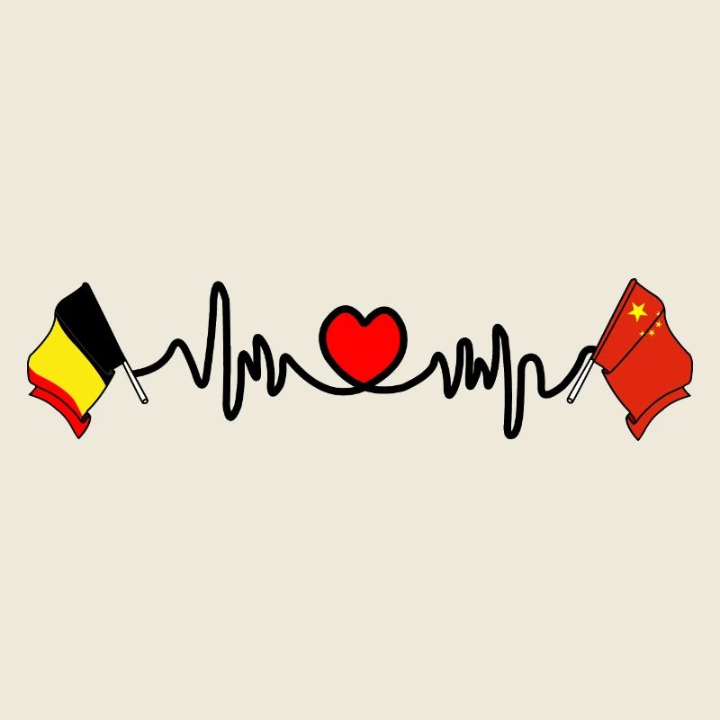 Cardio heart, Drapeau Belgique, drapeau Chine