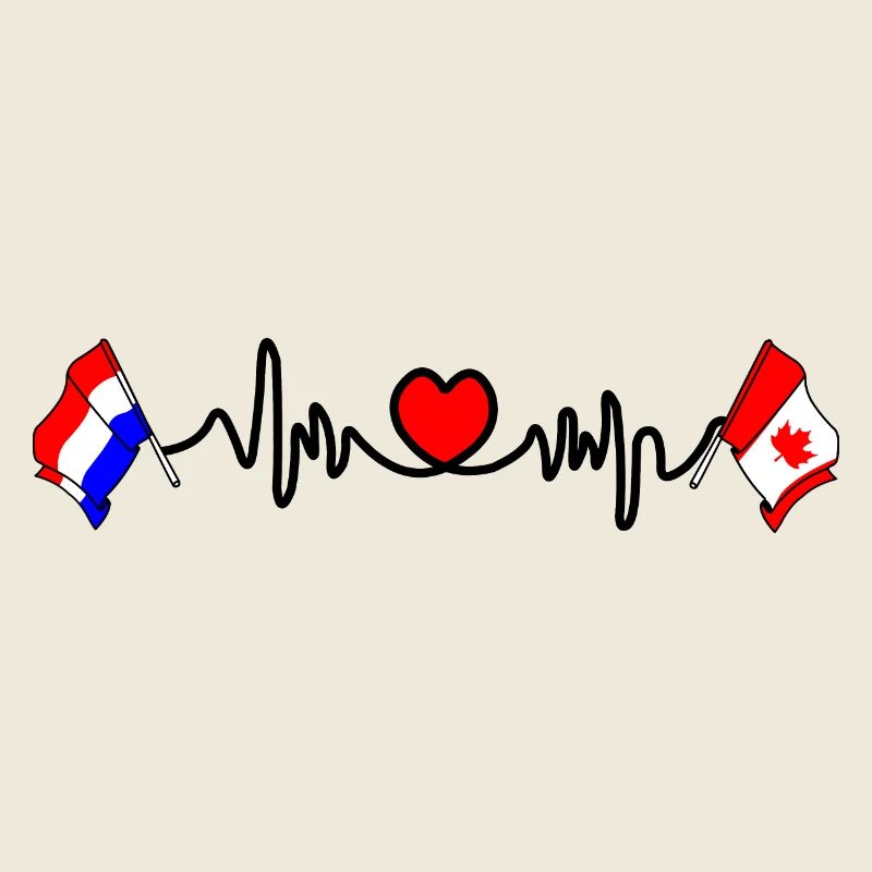 Cardio coeur avec drapeau Pays-Bas, Canada
