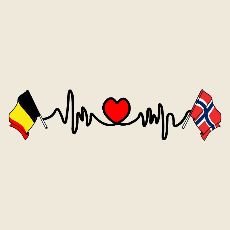 Cardio heart Drapeau Belgique, drapeau Norvège