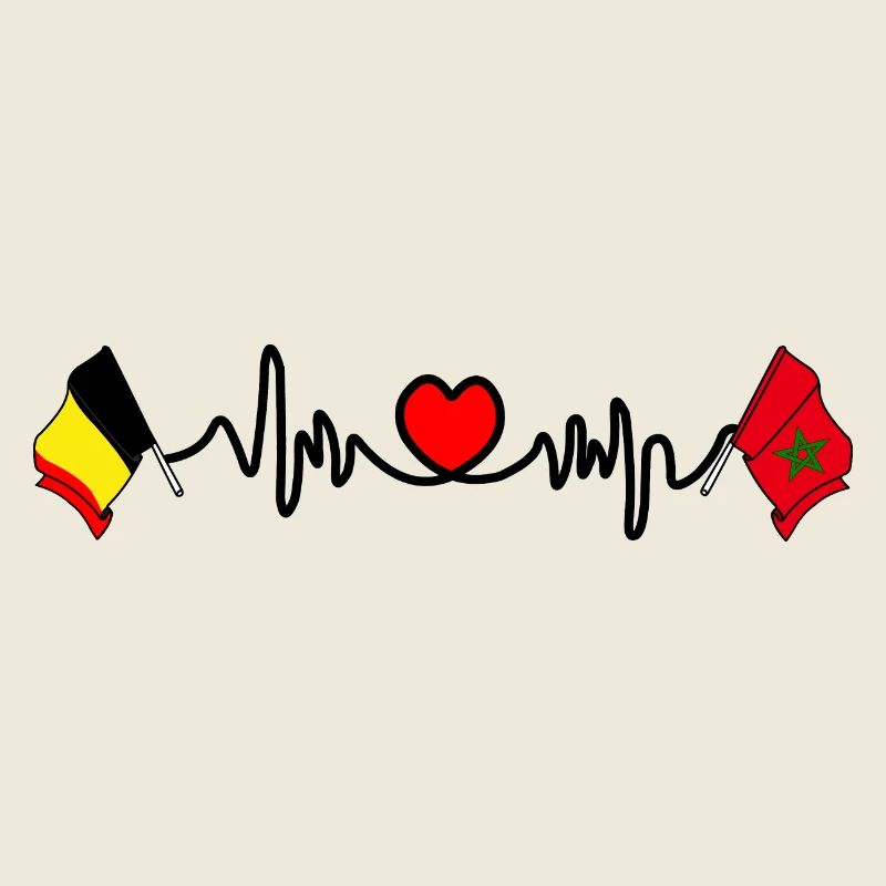 Cardio heart Drapeau Belgique, drapeau Maroc