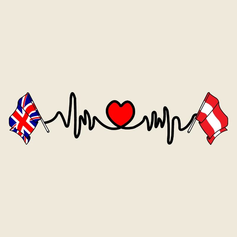 Cardio heart Drapeau Angleterre, drapeau Autriche