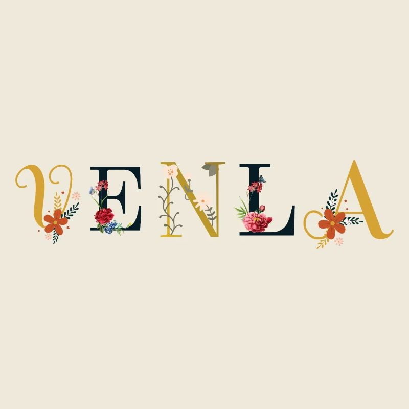 Le nom VENLA orné de fleurs