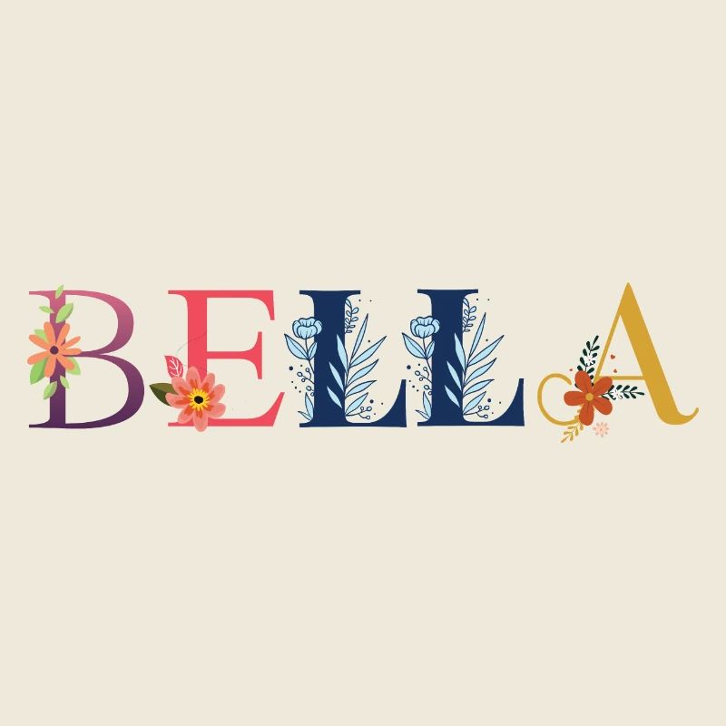 BELLA name decorated with flowers