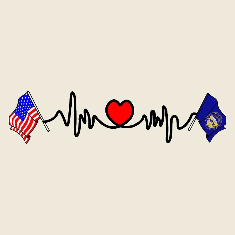 Cardio cardiaque avec drapeau des États-Unis et drapeau du Nebraska