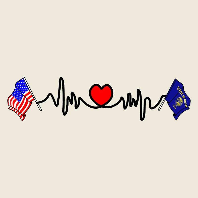 Cardio-Herz mit USA-Flagge und Oregon-Flagge