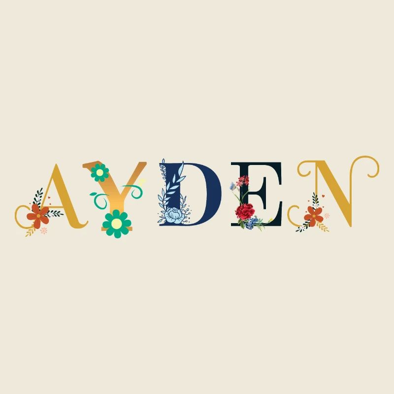 Nom AYDEN orné de fleurs