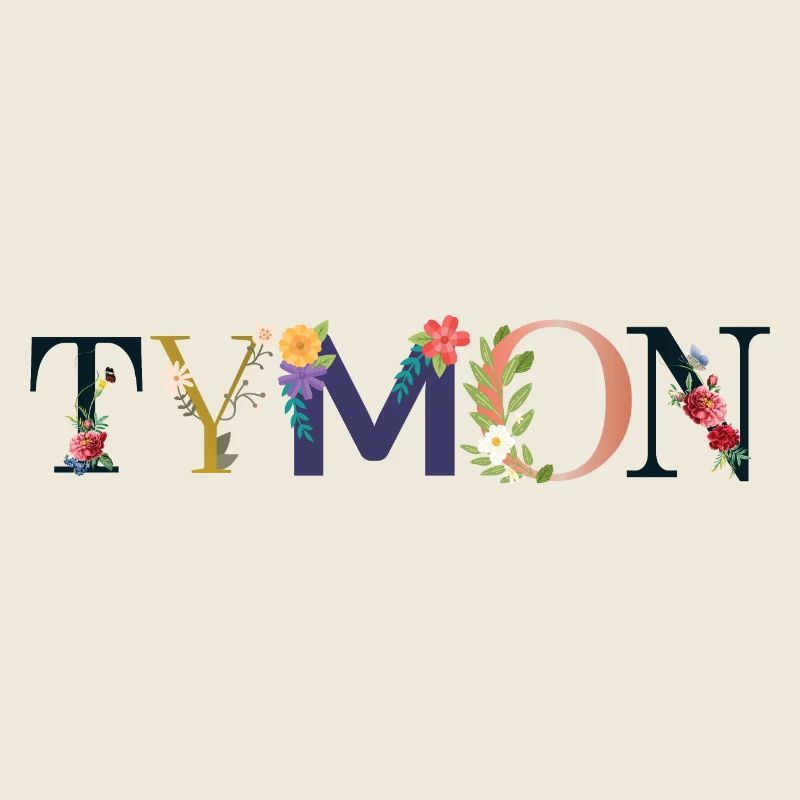 TYMON prénom orné de fleurs