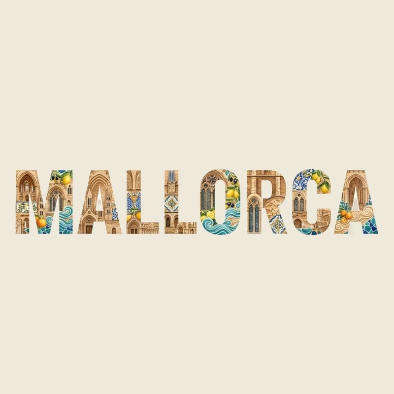 Typographie de Majorque avec architecture méditerranéenne
