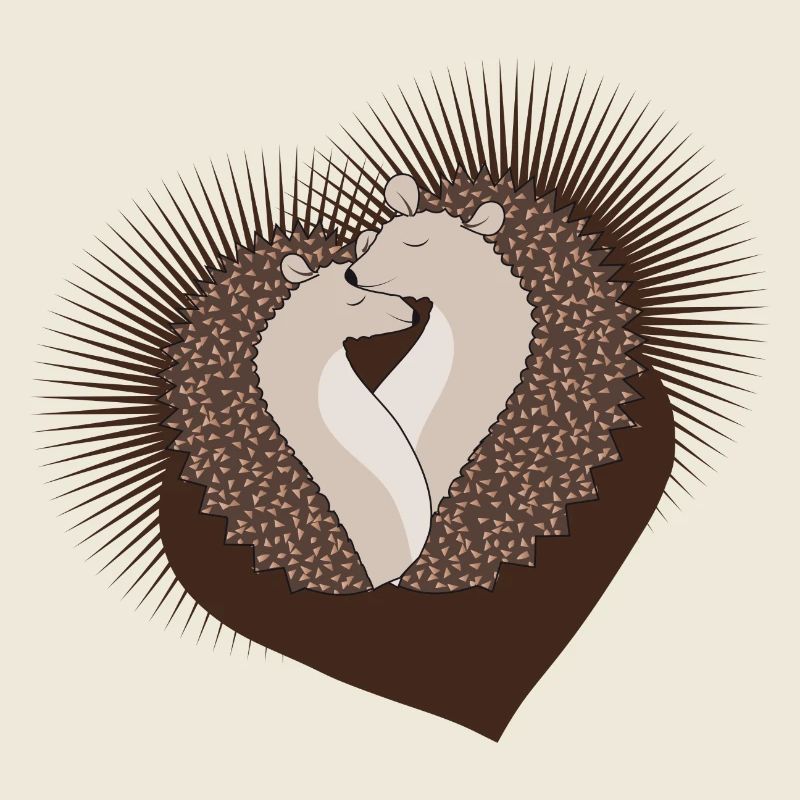 Couple de hérissons mignon magique avec coeur