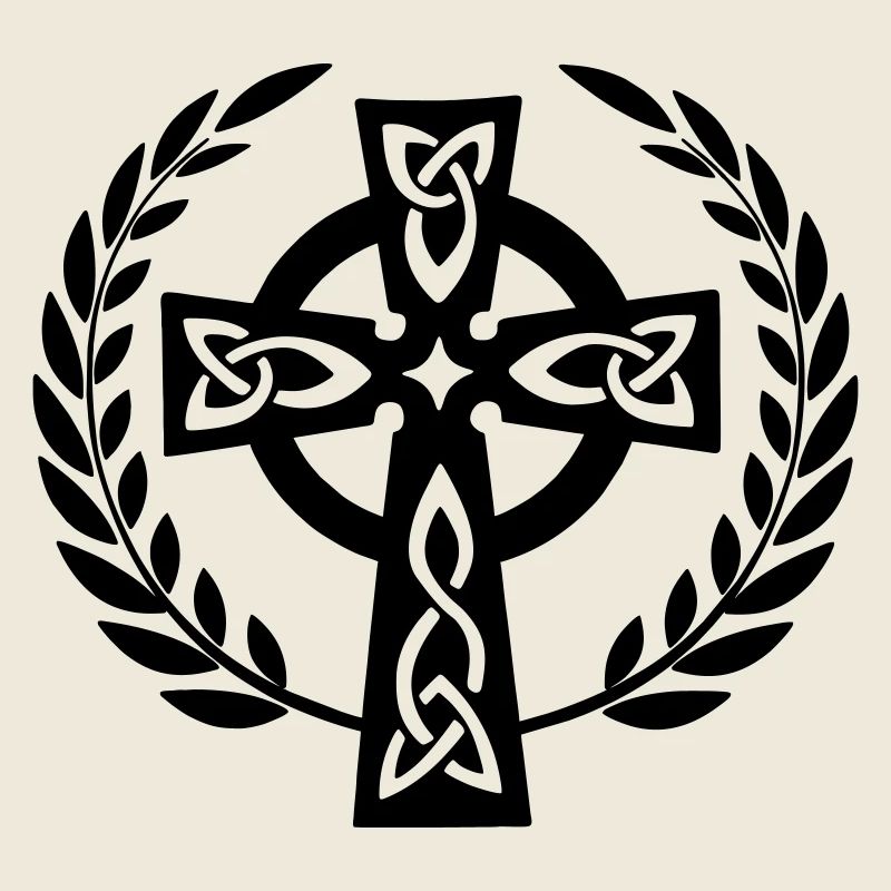 Croix celtique en couronne de laurier