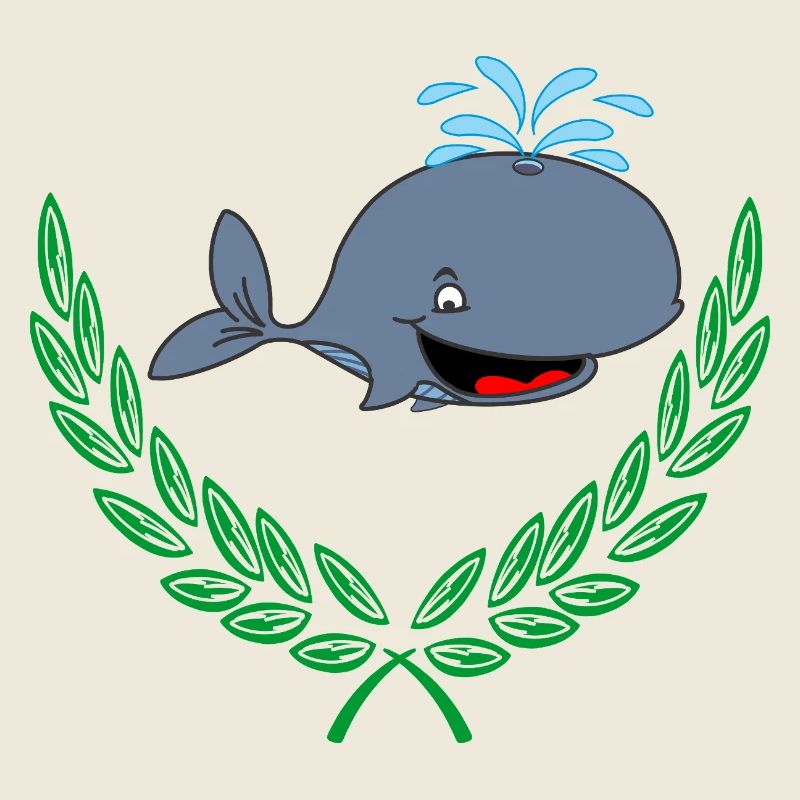 Whale in Laurel Wreath