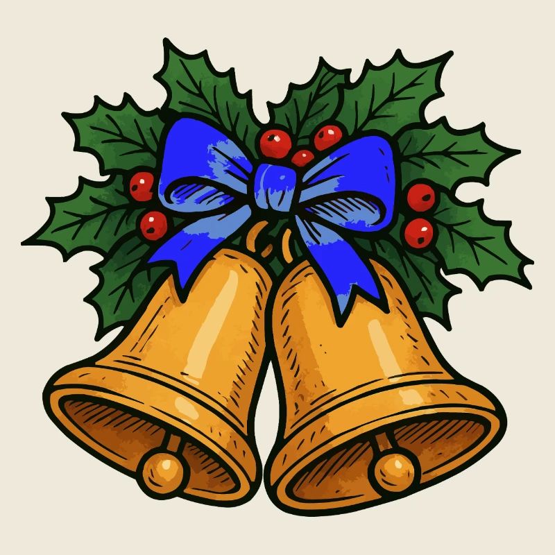 Cloches de Noël avec ruban bleu
