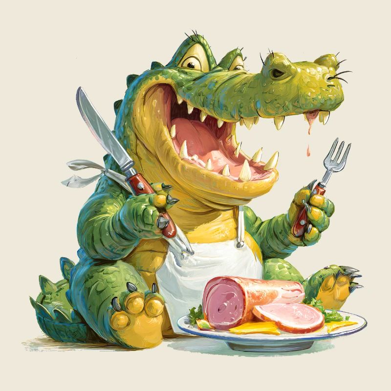 Alligator mit Filet auf dem Teller