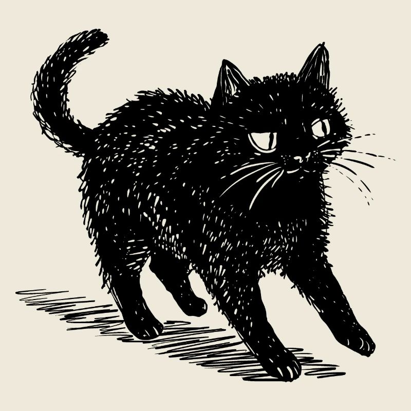 Quirky Black Cat Doodle – Cute & Spooky Vibes