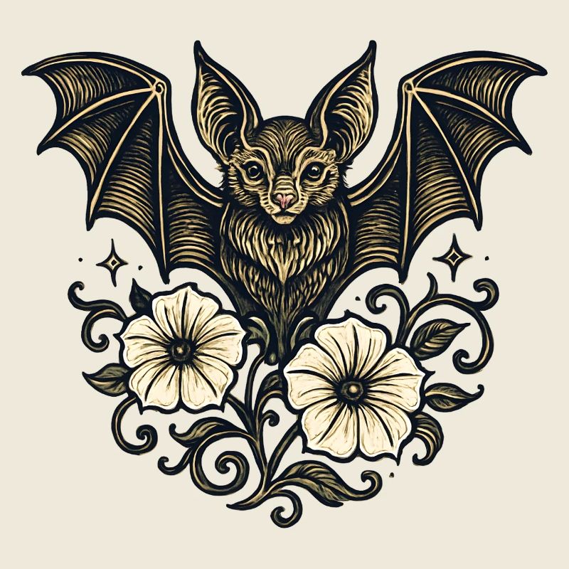 Night Bat Flower Ornament