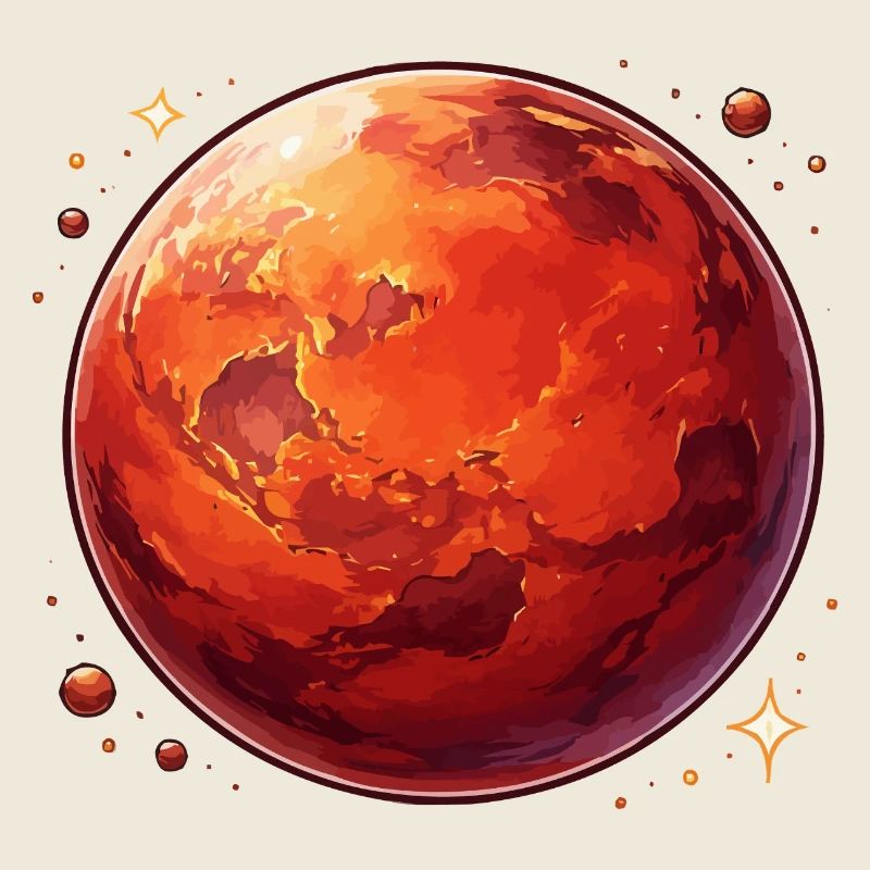 Red Planet Mars Cosmic Illustration