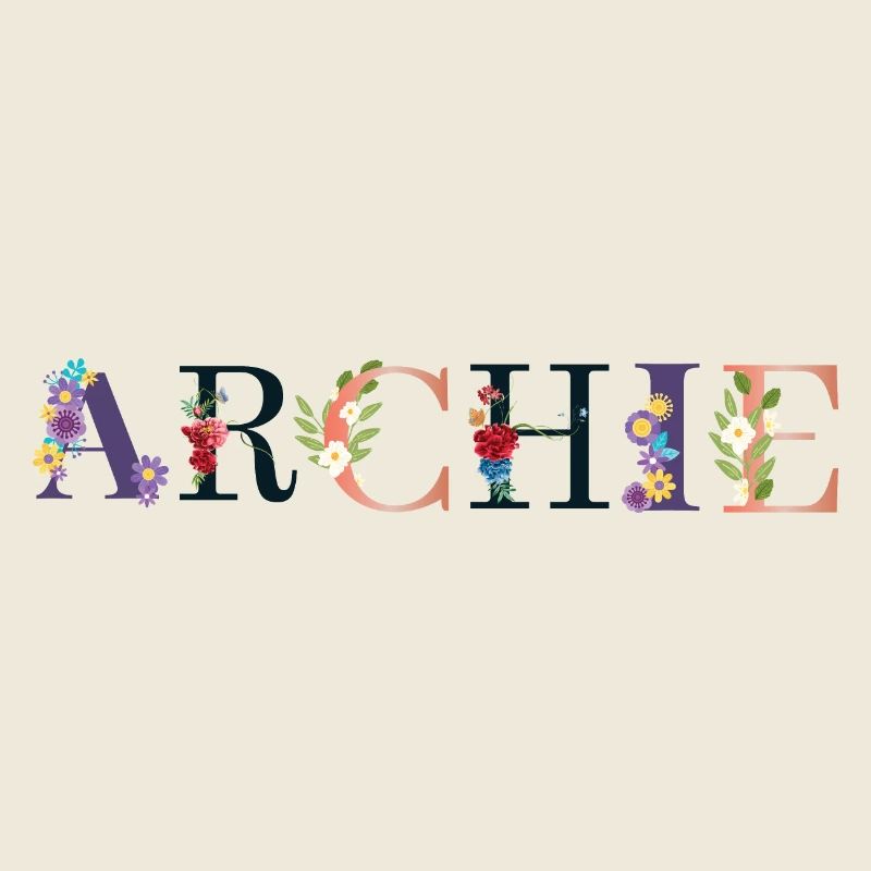 Le nom d’ARCHIE orné de fleurs