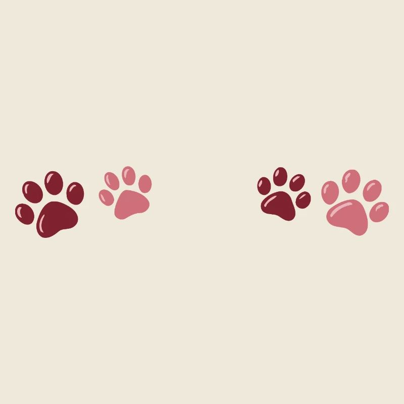 Two-tone red paw prints