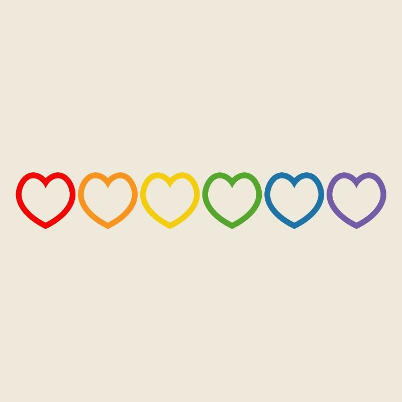 Rainbow Hearts outline