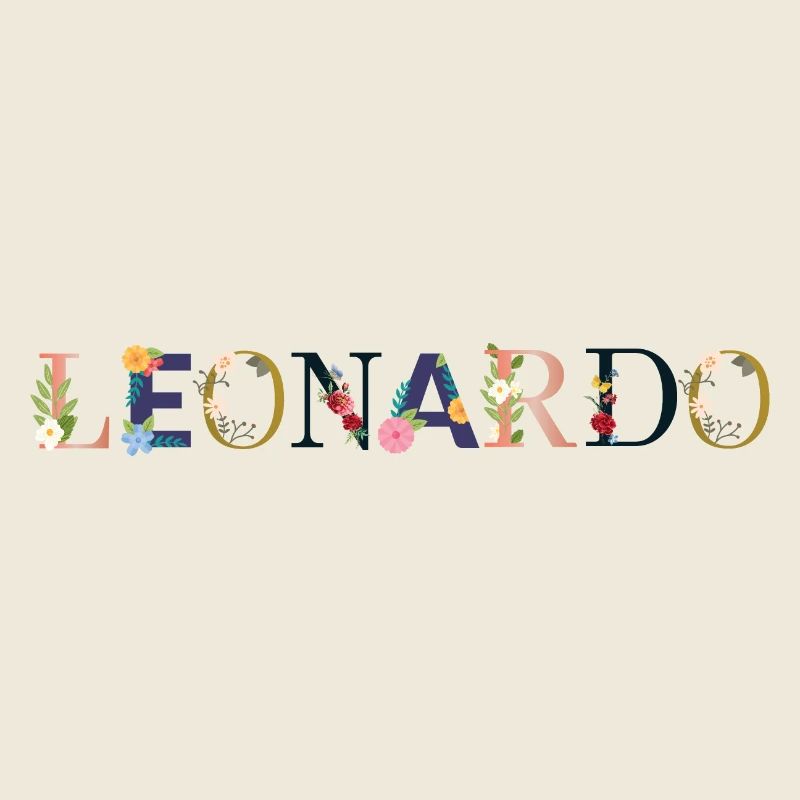 LEONARDO name decorated with flowers