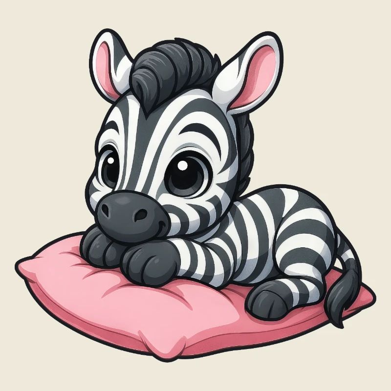 Cute pink zebra cartoon chills relaxed