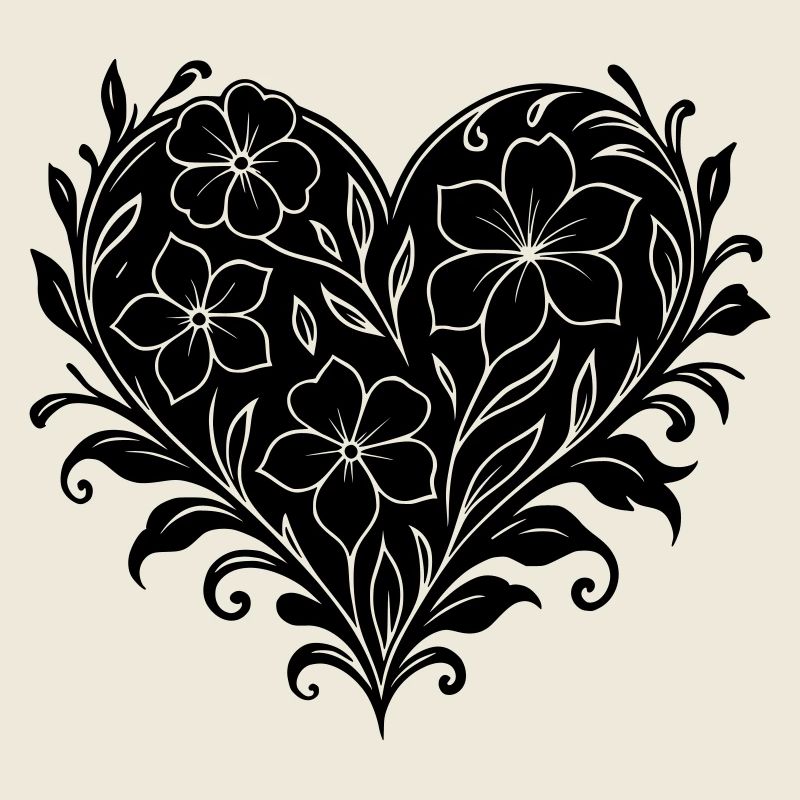 Striking floral heart, floral pattern with heart