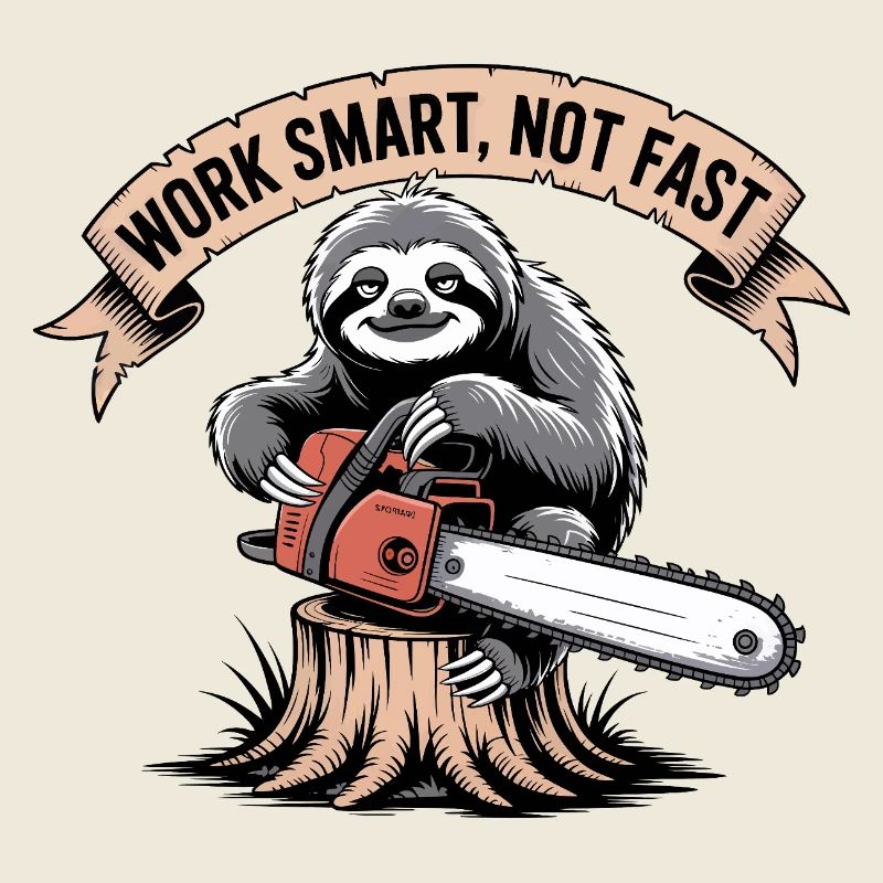 Work Smart Not Fast Sloth Chainsaw