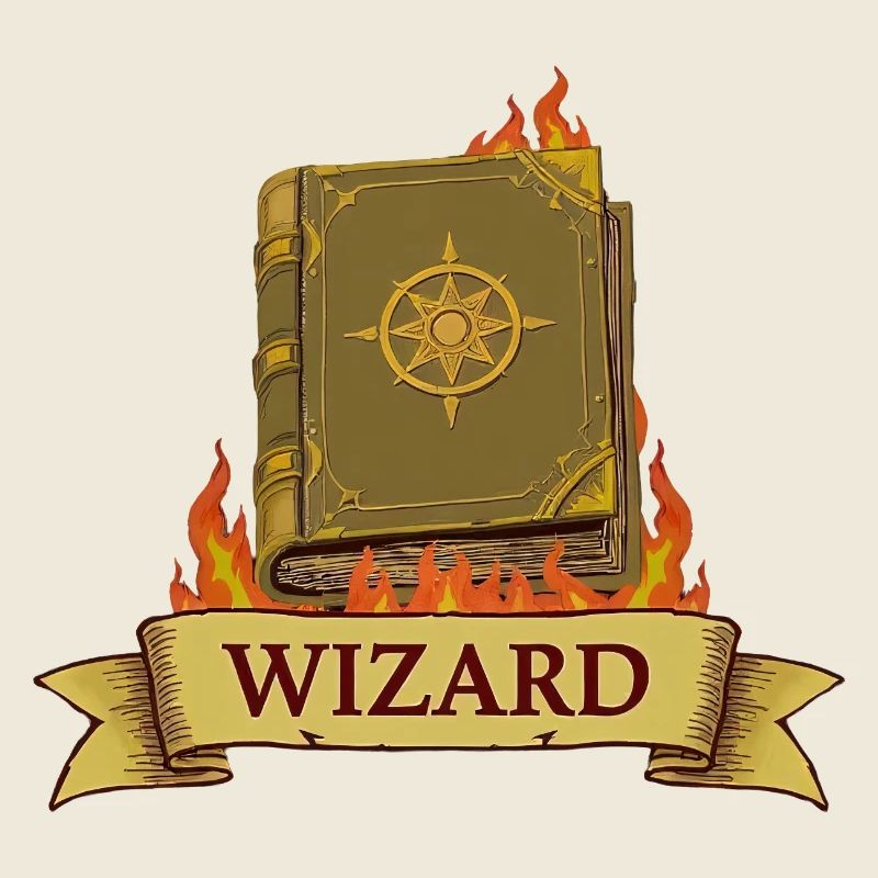 Burning Spellbook – Wizard Cartoon