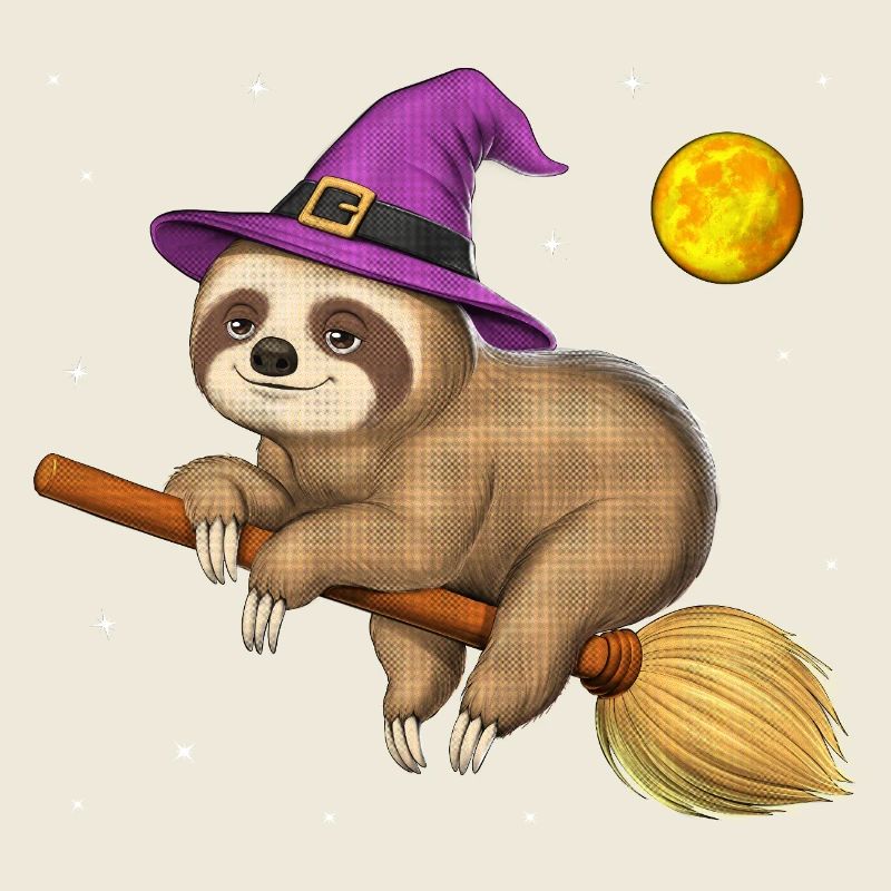 Sloth Witch Riding Broom