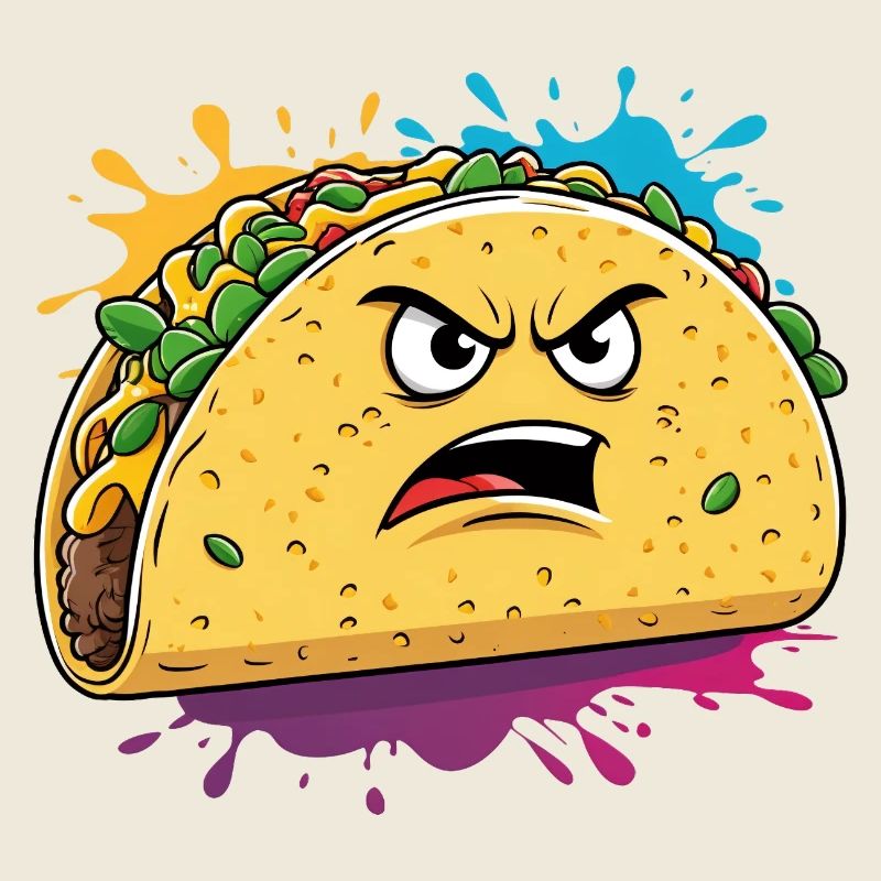 Wütender Taco Cartoon Splash