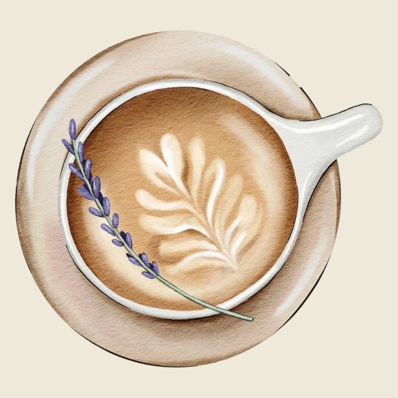 Cozy Lavender Latte Art Design